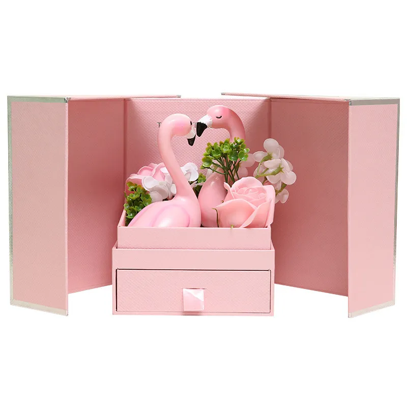 Factory direct supply double door necklace rose perfume flower gift box Valentine's day birthday jewelry gift box