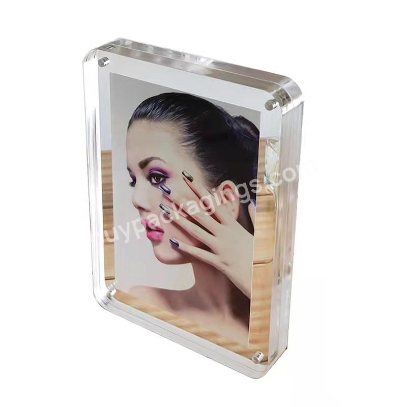 Factory Directly Round Corner Acrylic Photo Frame Magnetic For Desktop Decoration