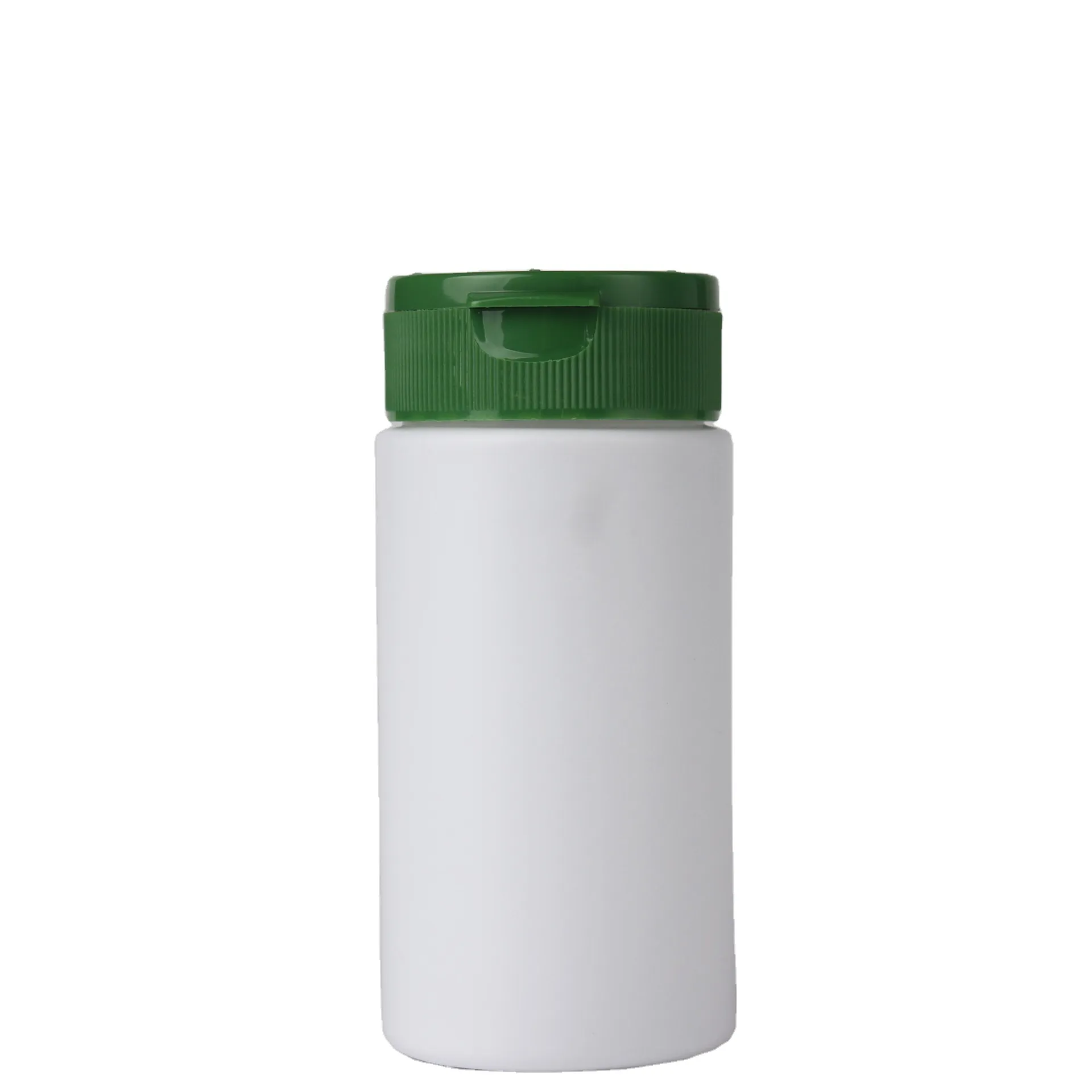 Factory Directly Sale  200cc  White Green Color Bottle with hole Powder Can Pepper Bottle PET Plastic Jar