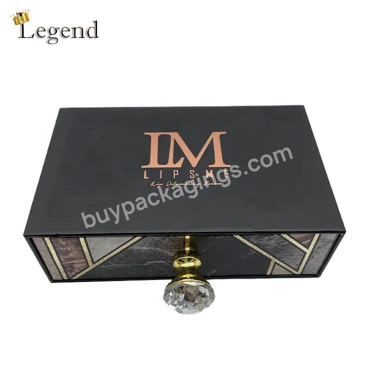 Factory High End Luxury Custom Printing EVA Velvet Insert Cosmetics Bottle Packaging Cosmetic Drawer Box with Handle