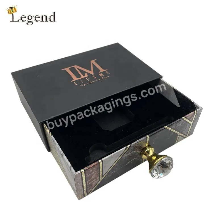 Factory High End Luxury Custom Printing EVA Velvet Insert Cosmetics Bottle Packaging Cosmetic Drawer Box with Handle