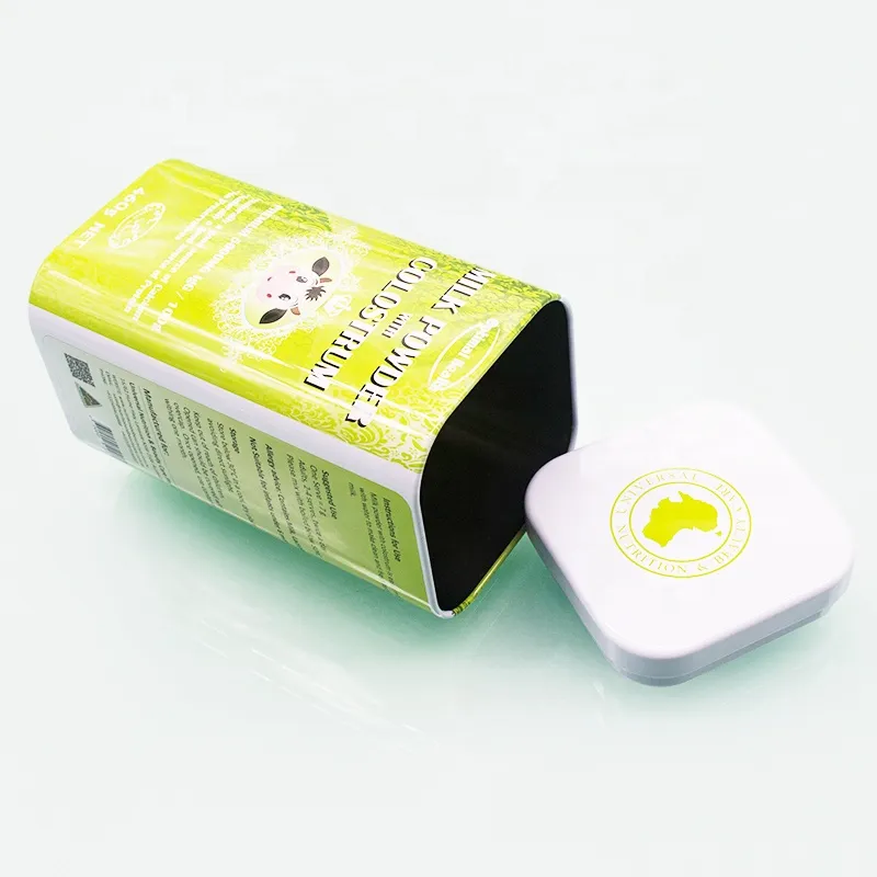 Factory Milk Powder Plate Packaging Saffron Tin Box Tea Coffee Health Food Biscuits General Metal Tinplate Square 157*83*83mm