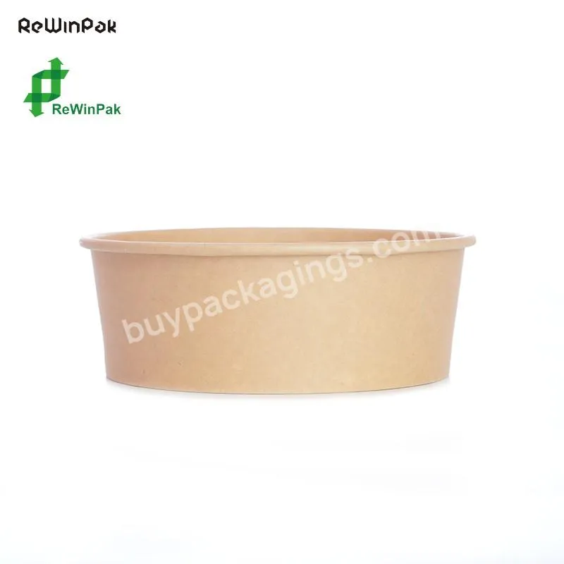 Factory Odm/oem Custom Round Brown Biodegradable Eco-friendly Take Away Salad Fast Kraft Paper Packaging Bowl