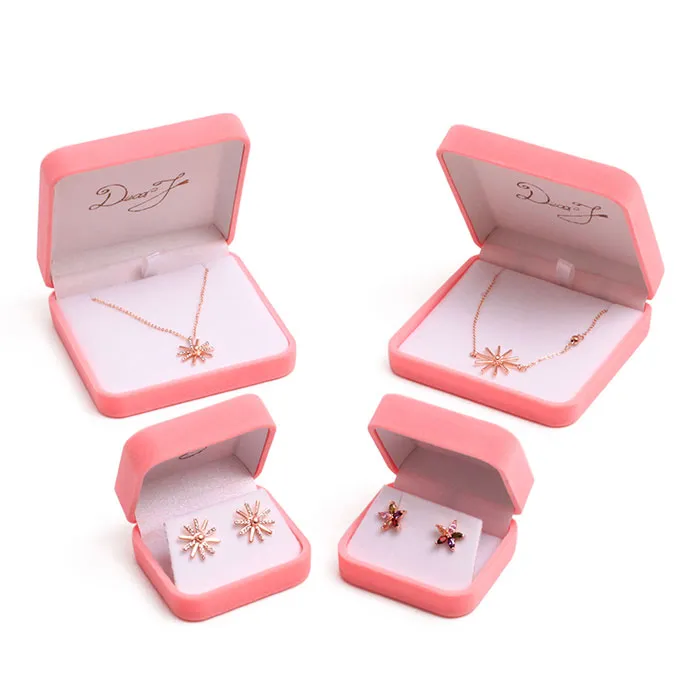 Factory OEM Custom hot sell high quality velvet earring necklace jewelry box