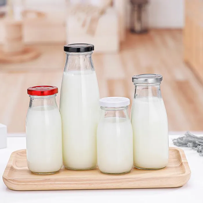 Factory Price 250ml 500ml Glass Jar Juice Milk Tea Transparent Glass Bottle