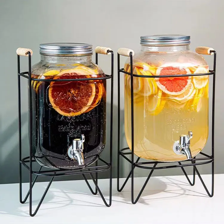 Factory Price Glass Beverage Dispenser Glass Jars For Liquid Juice Jars With Tap