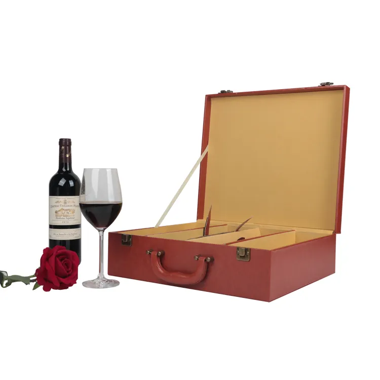 Factory Price High-end Gift Packaging Products Custom Luxury Pu Leather Box Wine Bottle Packing Box Customize Beverage