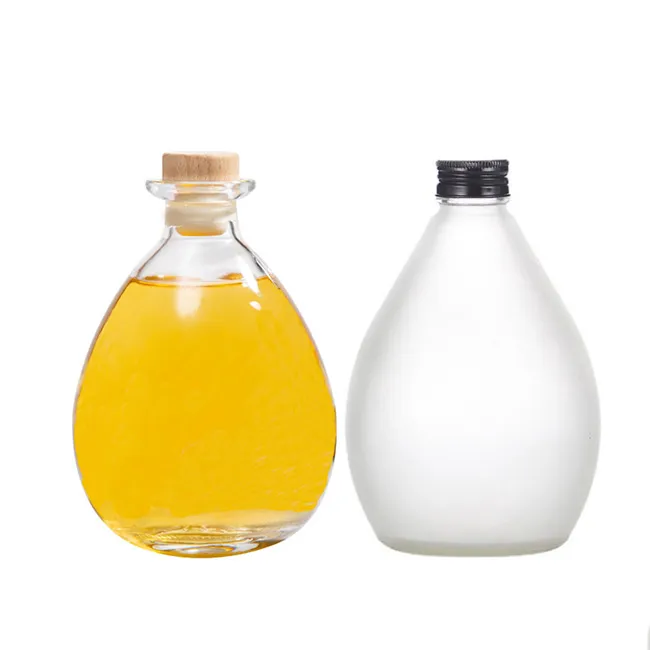 Factory Price Transparent Teardrop-Shaped 300ml Glass Juice Bottle