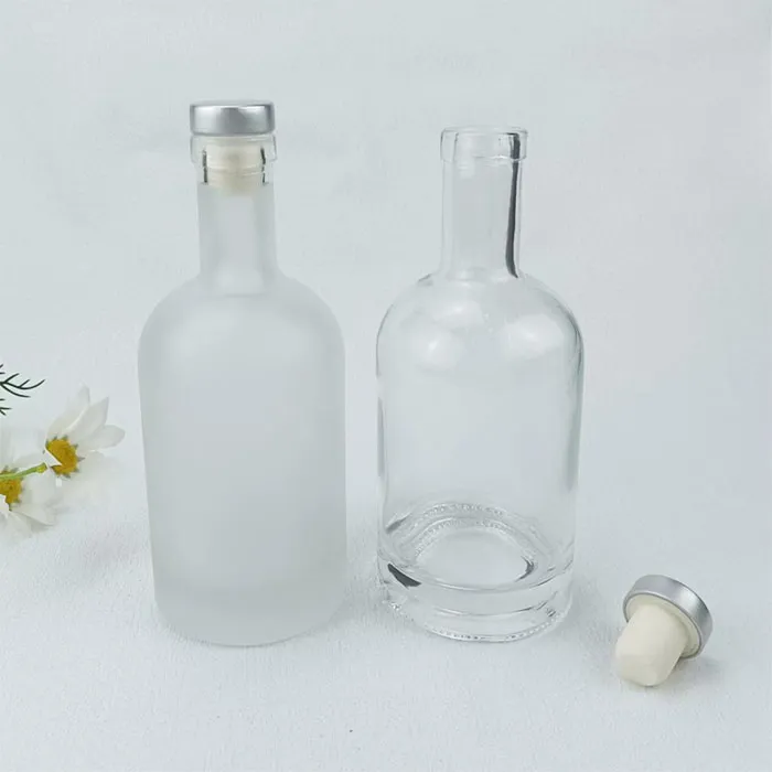 Factory Provided Custom Capacity Clear Frosted Fruit Wine Juice Empty Glass Bottle With Seal Cover