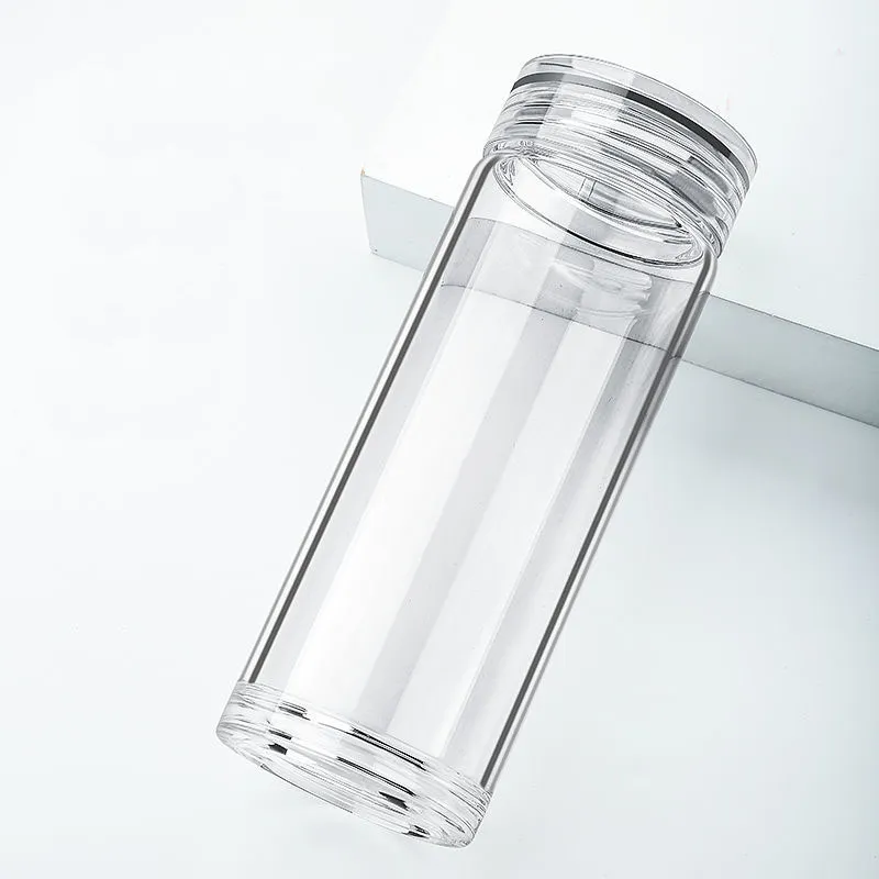 Factory Provided Custom Logo High Borosilicate Unbreakable Double Wall Tea Clear Glass Bottle