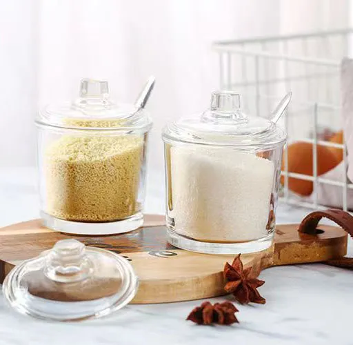 Factory Provided Empty Round Kitchen 185ml Seasoning Bottles Pepper Empty Glass Spice Jar With Spoon