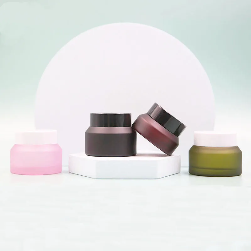 Factory Provided Good Quality Cosmetic Skincare Package Matte Glass Face Cream Jar With Screw Lids