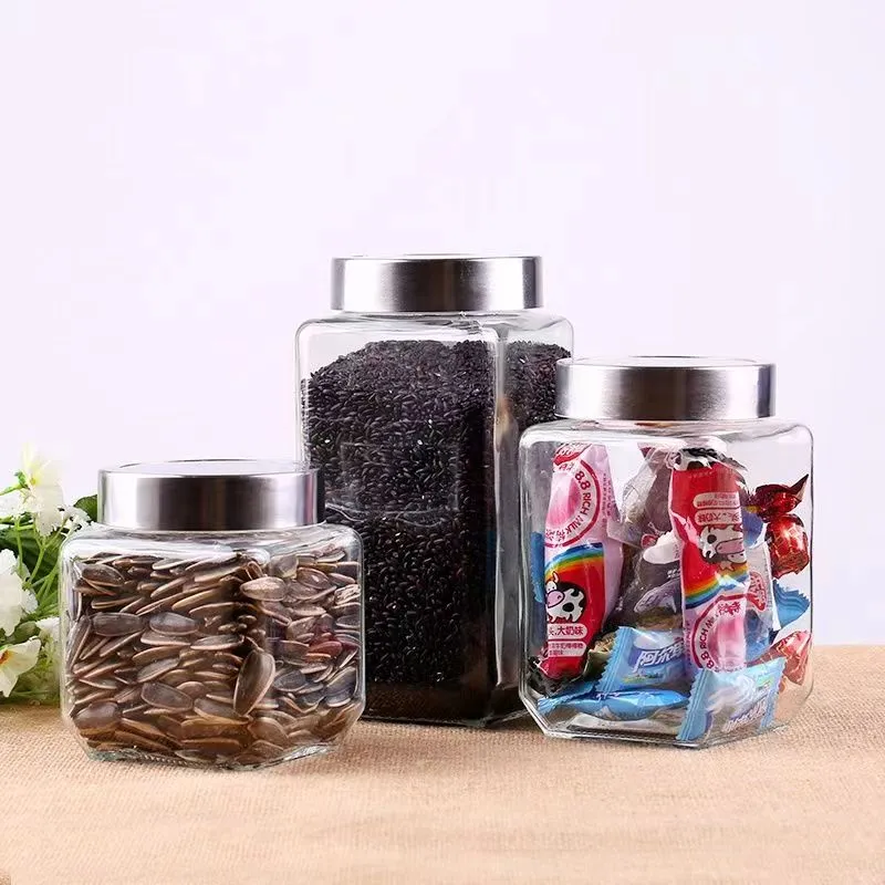 Factory Provided Multi Volume Glass Food Storage Bottle Sealed Grains Nuts Jar Can Kitchen Sorting Food Storage