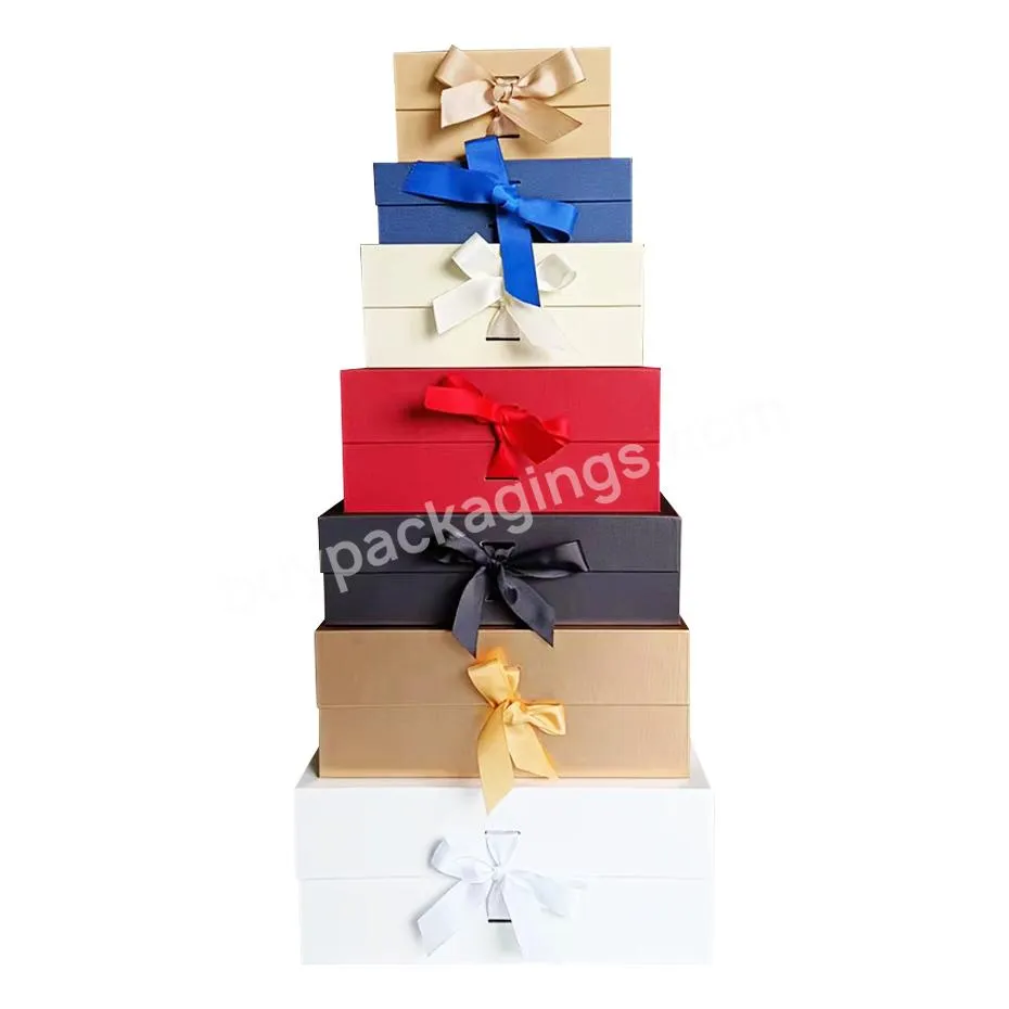 Factory Ribbon Closure Suitcase Gift Box Ribbon Packaging Box With Handles