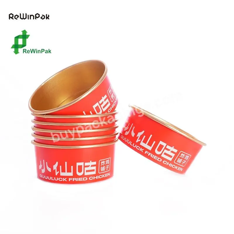 Factory Supplier Biodegradable Disposable Paper Bowl Gold Foil Fast Food Boxes Takeaway Packaging For Restaurant