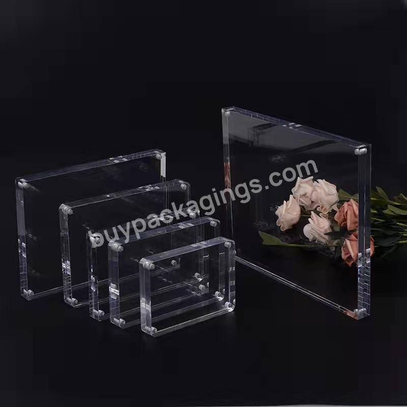 Factory Wholesale Crystal Round Corners Double Side Block Set Picture Display Clear Acrylic Magnetic Photo Frame For Gift