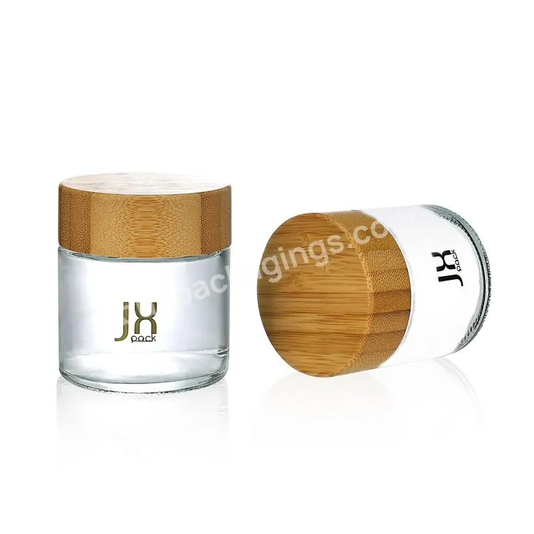 Factory Wholesale Hot Sell 300ml 10oz Clear Wide Mouth Glass Jar For Food Storage Tea Leaf With Wooden Bamboo Lid