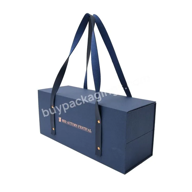 Fancy Elegant Luxury Custom Logo Holiday Rigid Cardboard Packing Gift Box With Handle