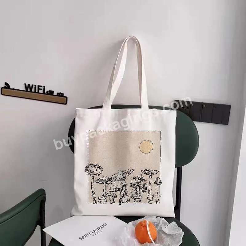 Fashion Mushroom Print Shoulder Canvas Bags Large Capacity Wild Messenger Bag Cute Fun Handbag