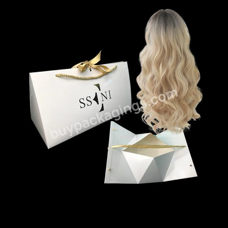 Fashion Newest Luxury Private Label Custom Design Logo Human Hair Wig Folding Box Bundle Extension Packaging Boxes For Wigs Hair