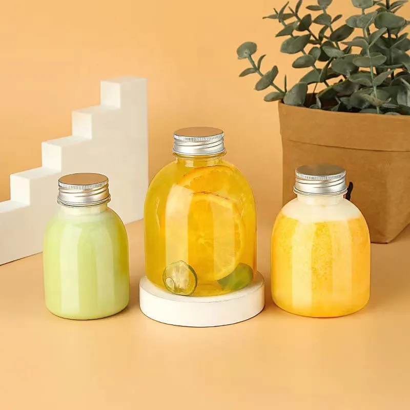 Fat Round Orange Juice Beverage Glass Bottle 500ml Apple Vinegar Glass Bottle In Stock