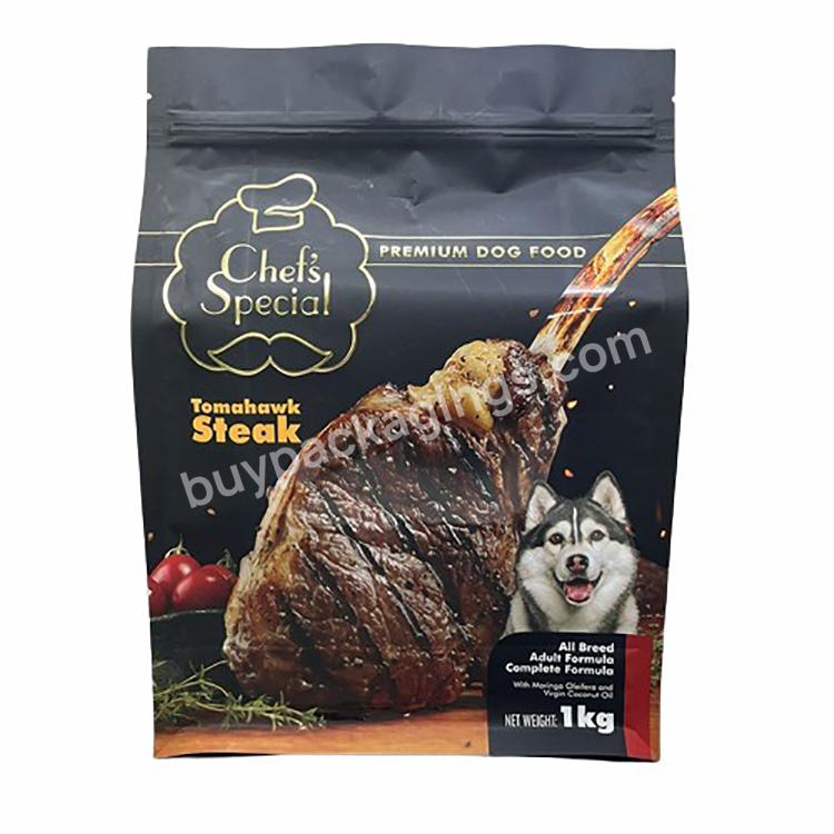 Flat Bottom Snack Dog Pet Food Bag Standing Pet Food Packaging Mylar Zipper Pouches