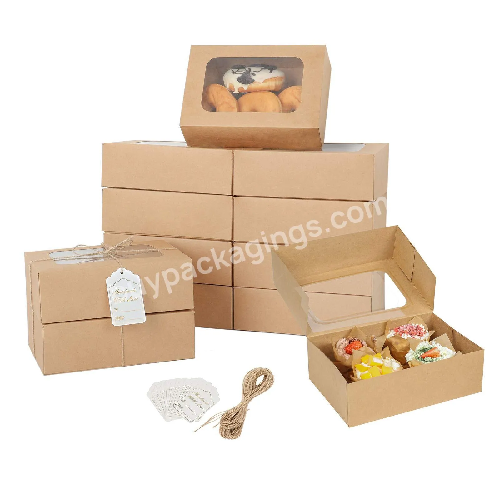 Foldable Printed Paper Box Packaged Wine Chocolate Sushi Kraft Paper Food Box With Clear Window