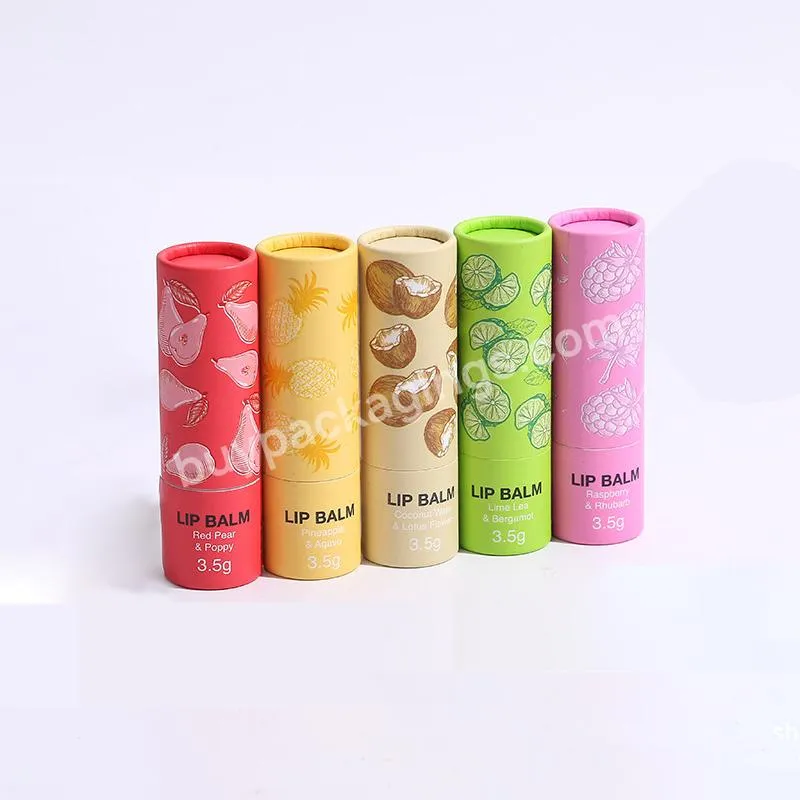 Food Grade Biodegradable Round Kraft Paper Lipstick Lip Balm Twist Up Cylinder Paper Tube Packaging Box