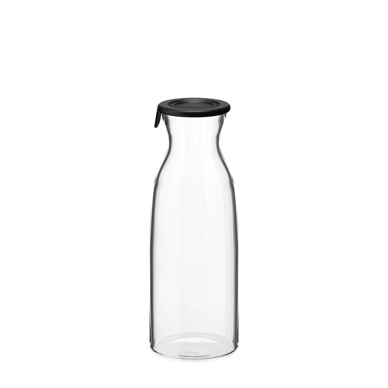 Food Grade Clear 1000ml 1 litre Round Shape Lemon Orange Juice Milk Glass Bottle With Sealing Cap