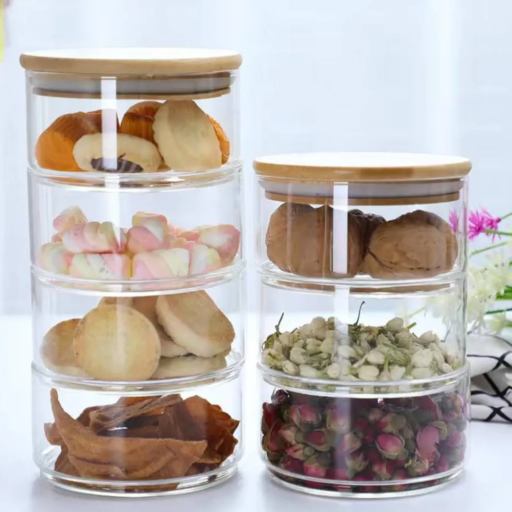 Food Grade Clear Sugar Candy Glass Bowl Food Snack Cereal Storage Jar With Lid