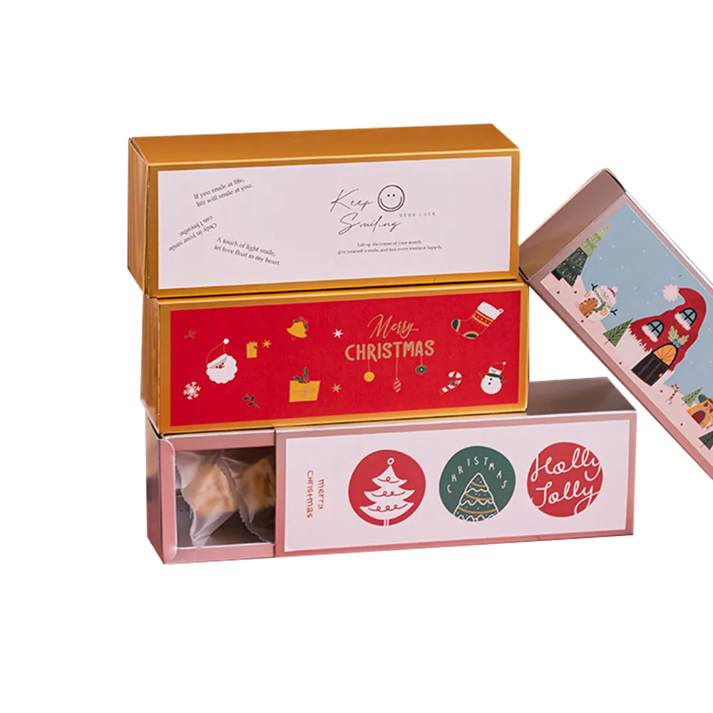 Food Grade Custom Paperboard Birthday Christmas Cake Cupcake Chocolate Cookie Gift Packaging Drawer Box