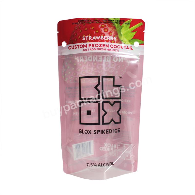 Food Grade Custom Plastic Zipper Transparent Stand Up Pouch Take Away Beverage Packing Bag