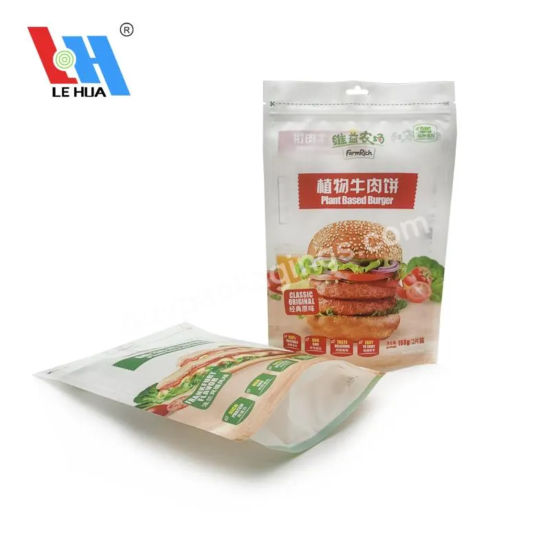 Food Grade Frosted Laminated Plastic Zip Lock Zipper Stand Up Pouch Bags For Frozen Food Packages With Notch And Matte