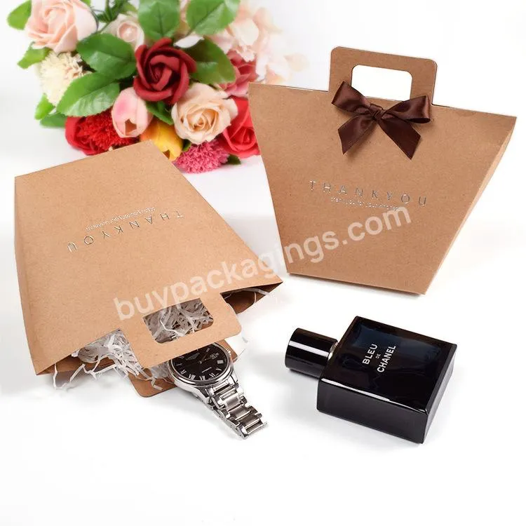 Food Kraft Paper Bag With Window Printed Food Grade Kraft Paper Bags Kraft Paper Bag With Long Handles