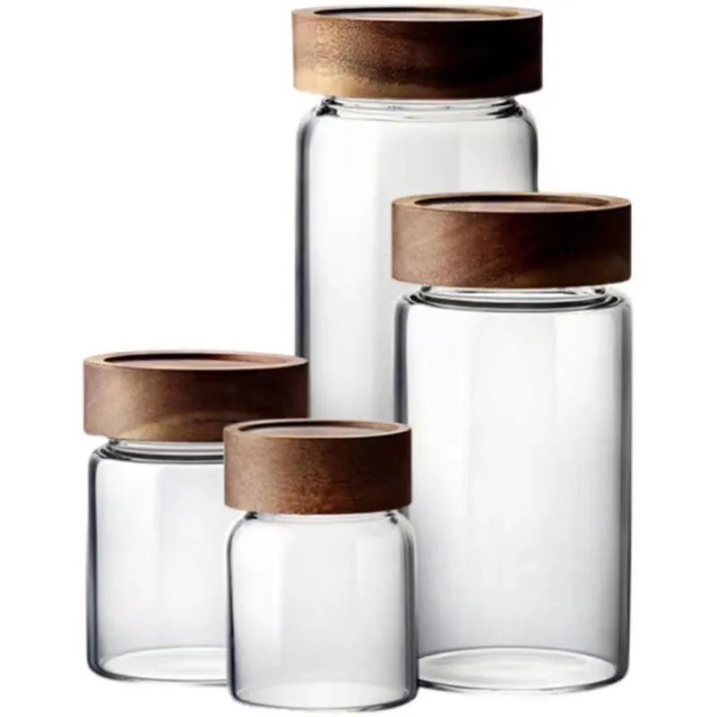 Food Packaging Jars Tea Coffee Candy Scented Tea Glass Storage Tanks Glass Storage Airtight Bottle With Screw Cap