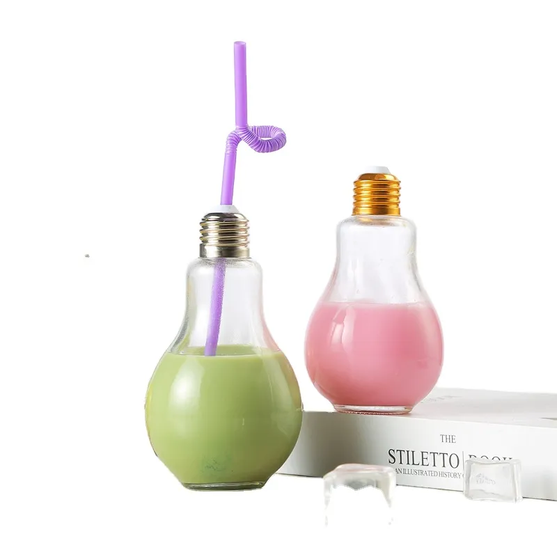 For Juice Milk Drink Multiple Capacity 300ml 500ml Light Bulb Shape Beverage High Quality Material Glass Bottle