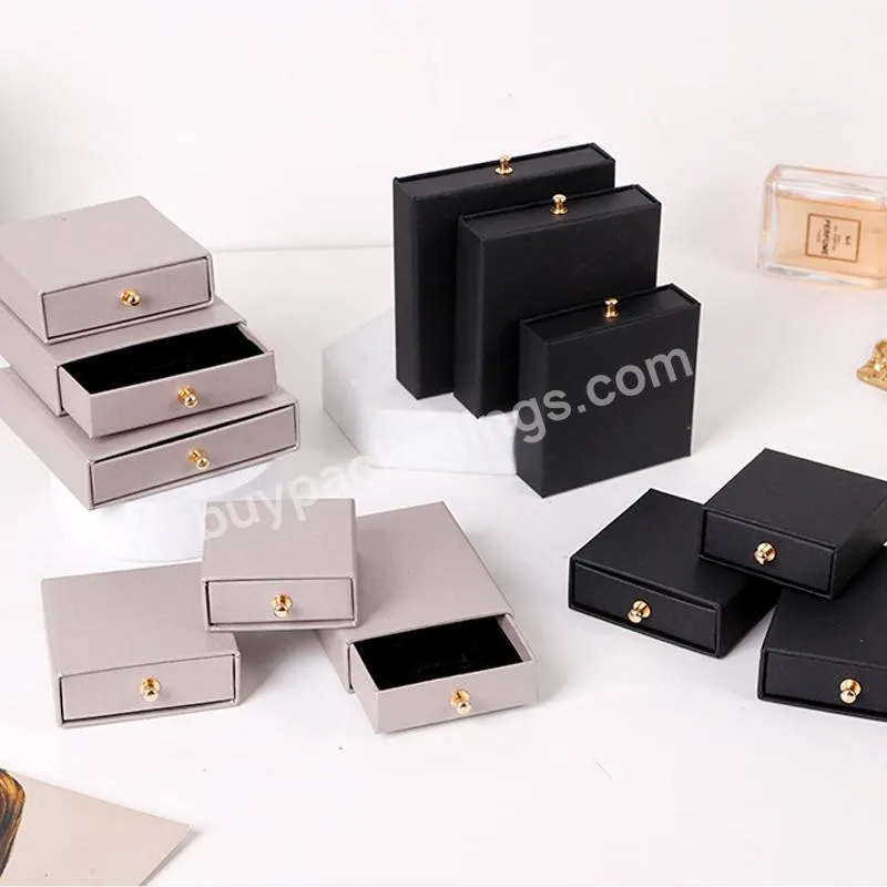 Forte Printed Drawer Type Window Jewelry Box Necklace Custom Bracelet Jewelry Packaging Box With Logo Pouch Bag