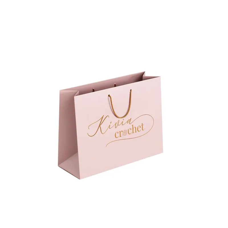Free Design Art Paper Girls Gift Bags Custom Gold Stamping Logo Wedding Favor Packaging Rings Necklace Jewelry Paper Bags