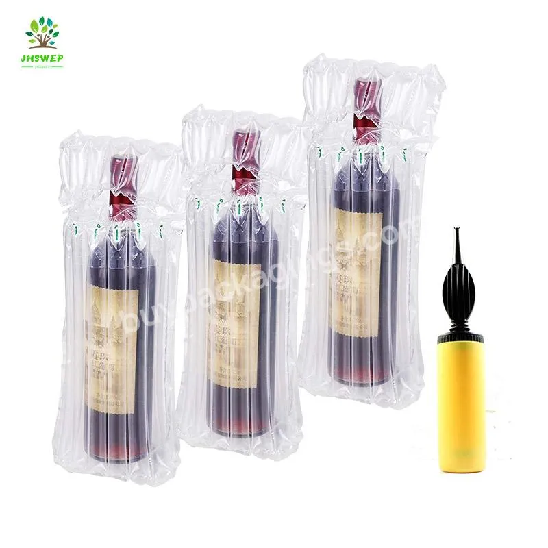 Free Sample Biodegradable Pape Plastic Shockproof Wine Bottle Air Column Bag For Packing Fragile Protection