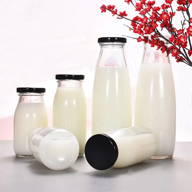 Free Samples Colorful  Metal Cap 1003005001000ml Juice Milk Glass Bottle