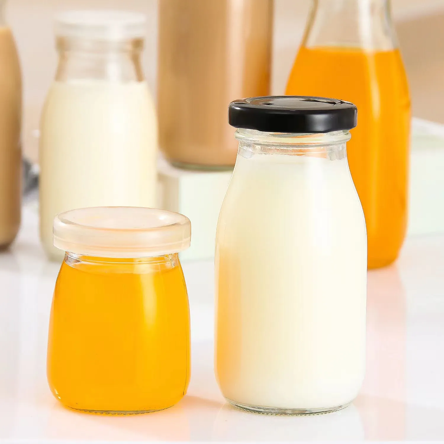 Free Samples Factory Price 200Ml 250Ml 300Ml 500Ml 1 Liter Metal Lid Milk Glass Bottle