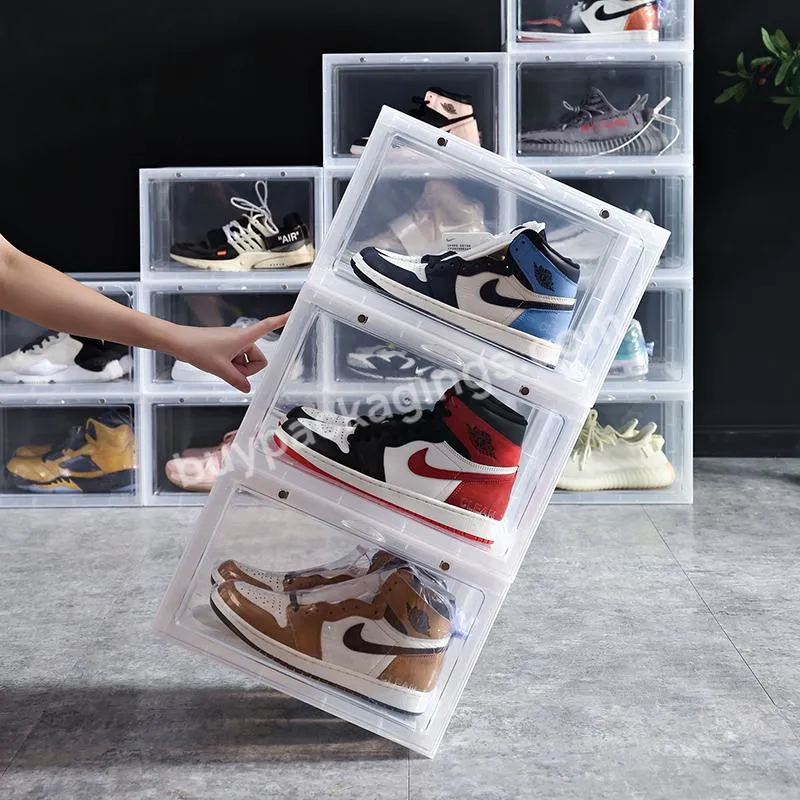 Free Samples shoes organizers storage wholesaler acrylic shoe box magnetic top seller giant stackable clear shoe box