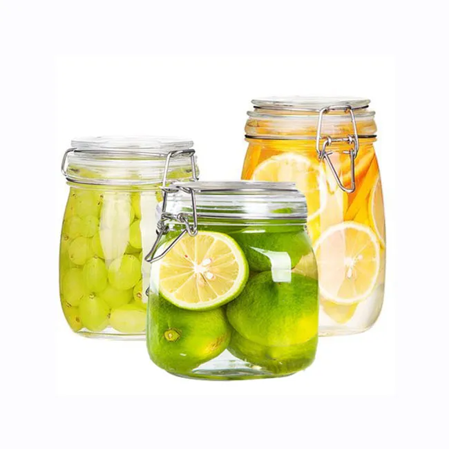 Free Wide Mouth Glass Metal Clip Lid 8 oz Food Jars Airtight Glass Canister Set Glass Jar