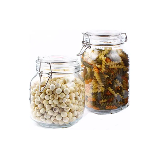 Free Wide Mouth Glass Metal Clip Lid 8 oz Food Jars Airtight Glass Canister Set Glass Jar