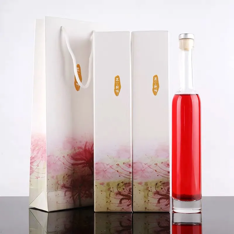 Frosted Transparent Cheap Price Empty Wine Bottle 500ml Crystal Bottle With Heat Shrinking Cap Glass Bottle