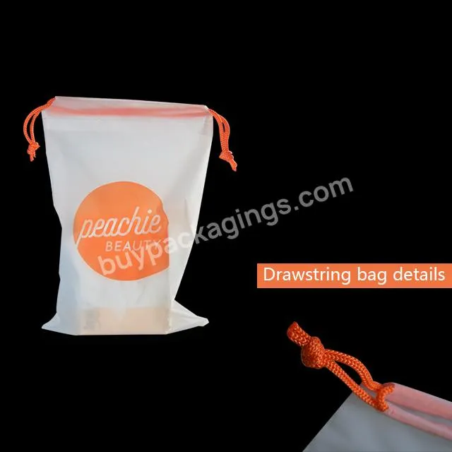 Frosted Waterproof Make Up Cosmetic Bag Custom Logo Gift Bags Shipping For Clothing Packaging Small Matte Plastic Drawstring Bag