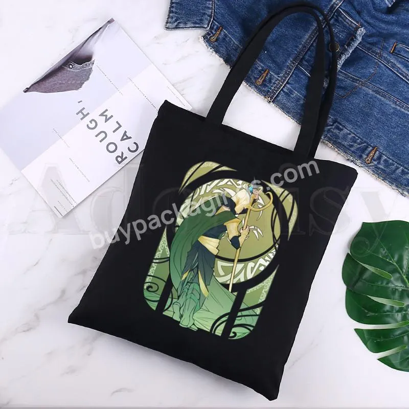 Funny God Of Mischief Reusable Shopping Bag Canvas Tote Bags Printing Eco Shopper Shoulder Black Bag