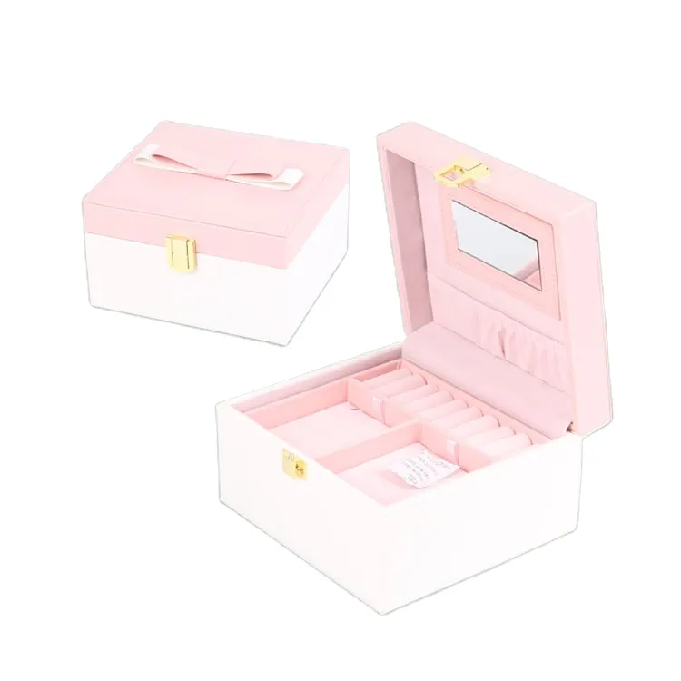 gift box Cardboard Ring Drawer Packaging  box Custom Small Pink PU Leather Gifts Package Box Storage Items