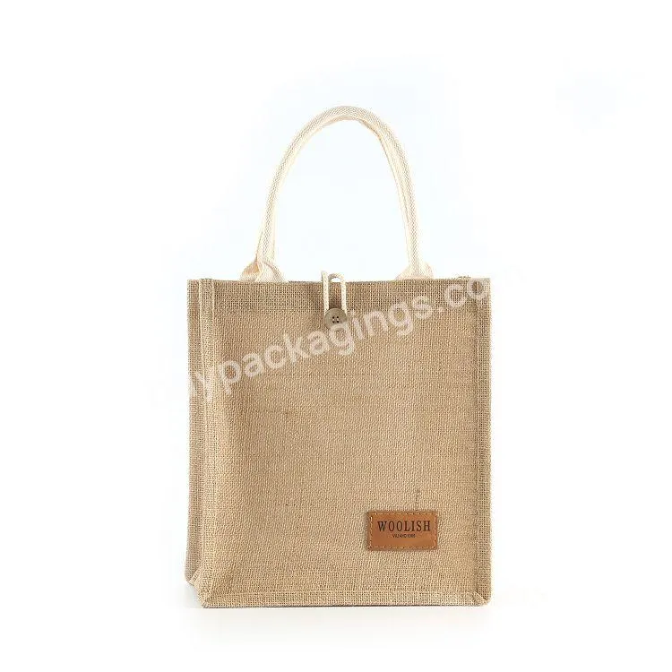 Gift Custom Logo Eco Reusable Cloth Carrying Bags Women Beach Hand Tote Laminated Grocery Promotional Shopping Handbags Jute Bag