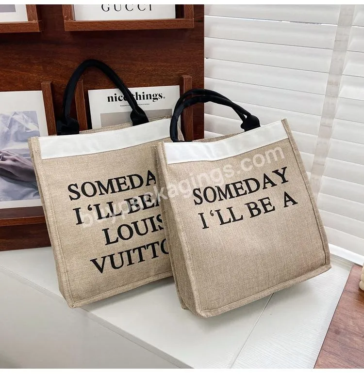 Gift Custom Logo Eco Reusable Cloth Carrying Bags Women Beach Hand Tote Laminated Grocery Promotional Shopping Handbags Jute Bag